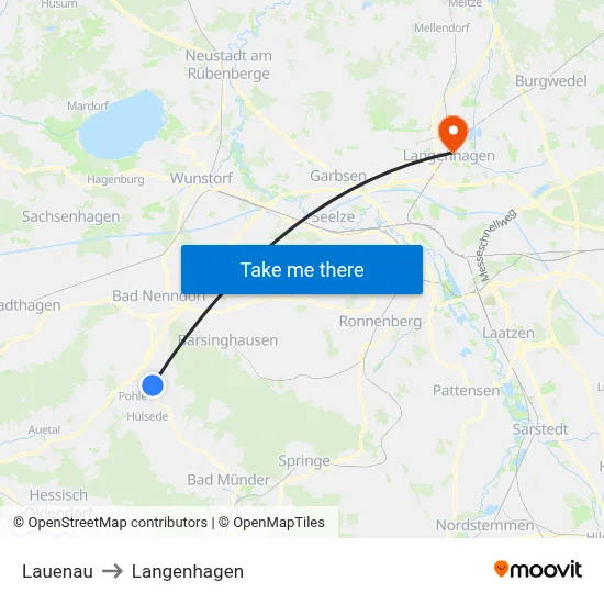 Lauenau to Langenhagen map