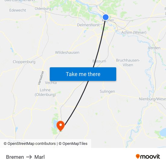 Bremen to Marl map