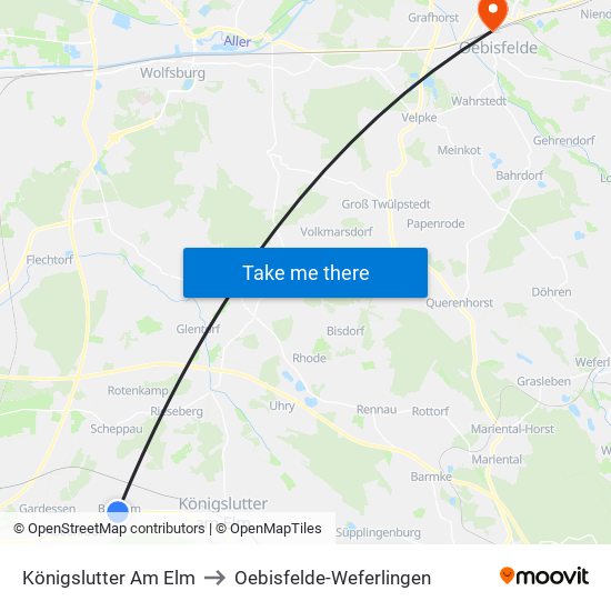 Königslutter Am Elm to Oebisfelde-Weferlingen map