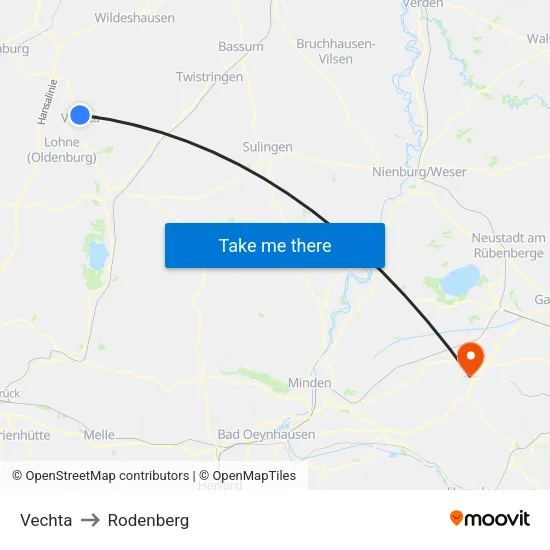 Vechta to Rodenberg map