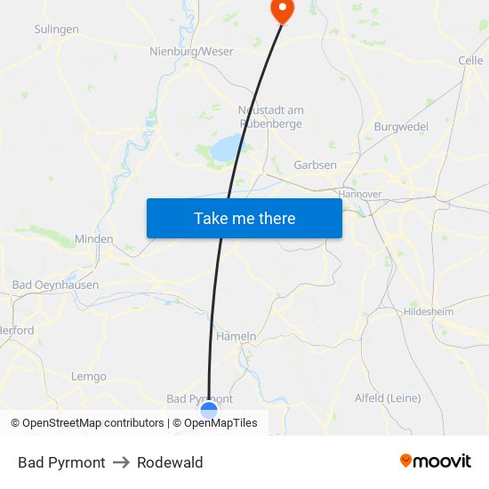 Bad Pyrmont to Rodewald map