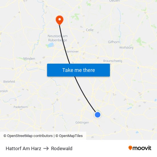 Hattorf Am Harz to Rodewald map