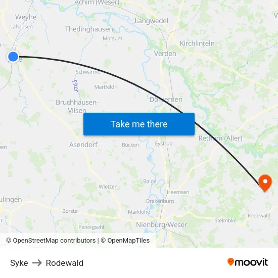 Syke to Rodewald map