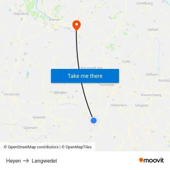 Heyen to Langwedel map
