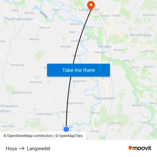 Hoya to Langwedel map