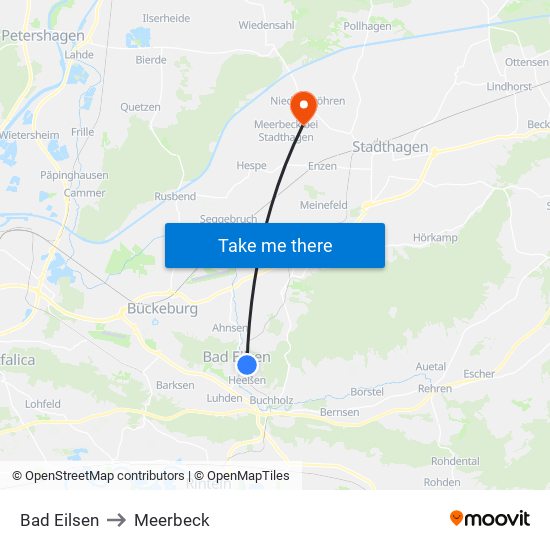 Bad Eilsen to Meerbeck map