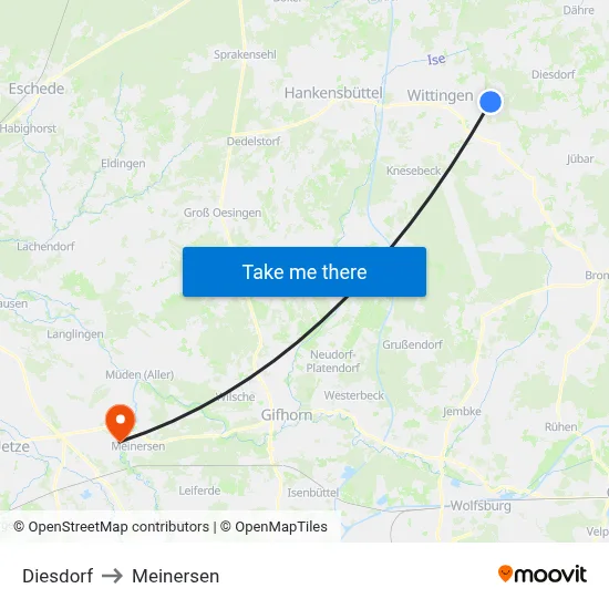 Diesdorf to Meinersen map