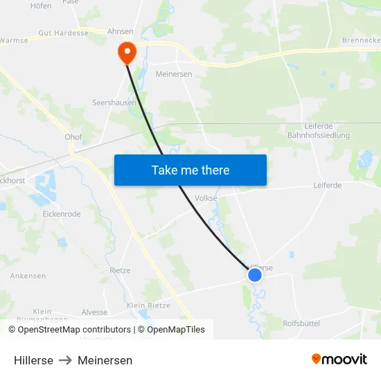 Hillerse to Meinersen map