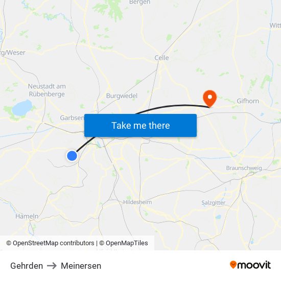 Gehrden to Meinersen map