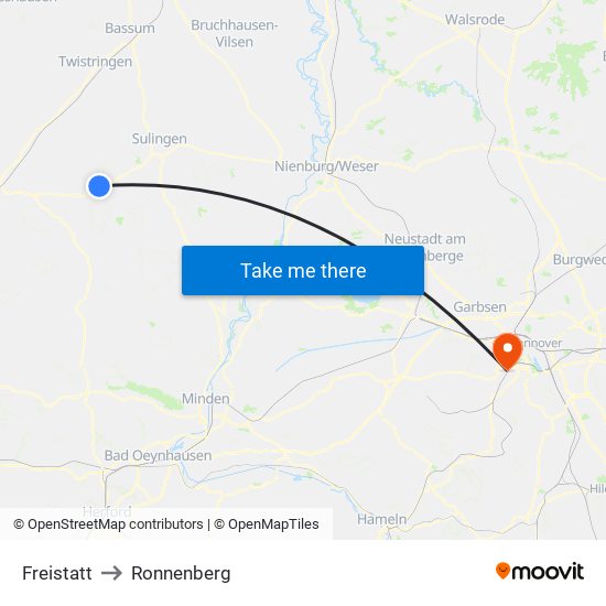 Freistatt to Ronnenberg map