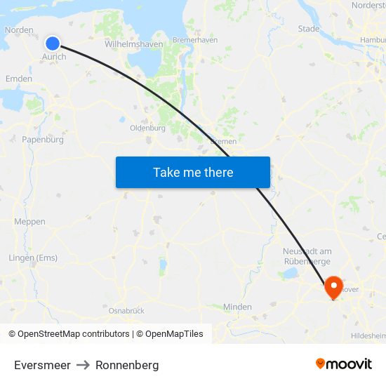 Eversmeer to Ronnenberg map