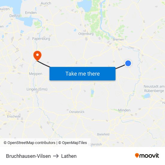 Bruchhausen-Vilsen to Lathen map