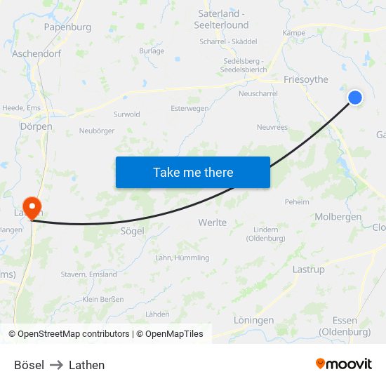 Bösel to Lathen map