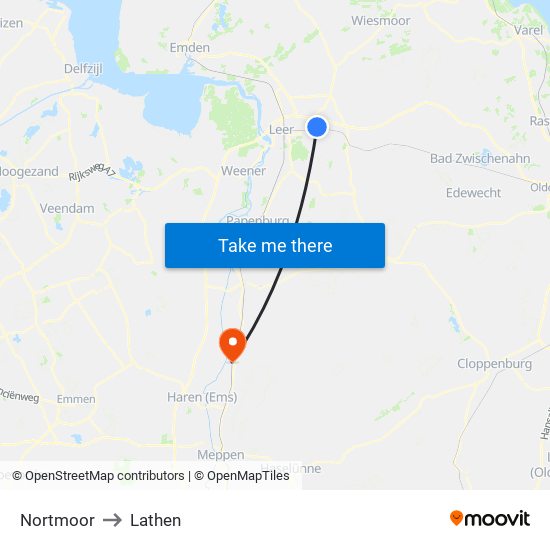 Nortmoor to Lathen map