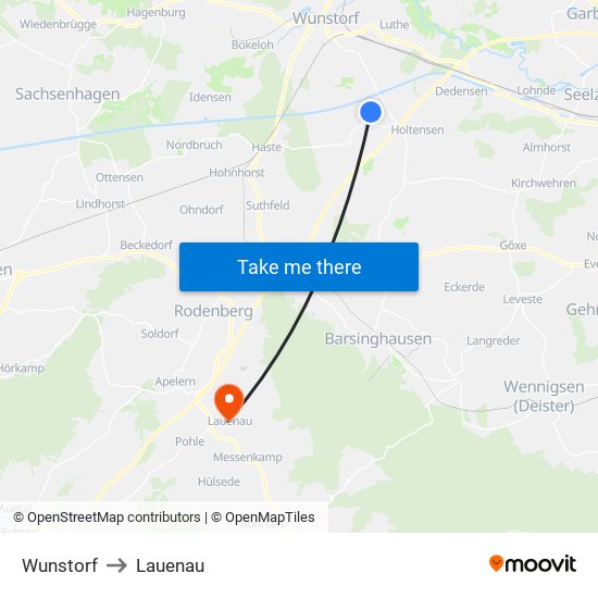 Wunstorf to Lauenau map