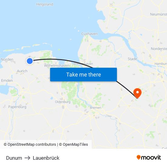 Dunum to Lauenbrück map