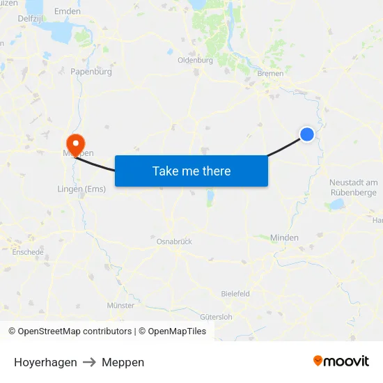 Hoyerhagen to Meppen map