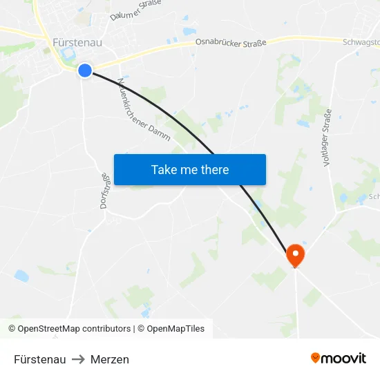 Fürstenau to Merzen map