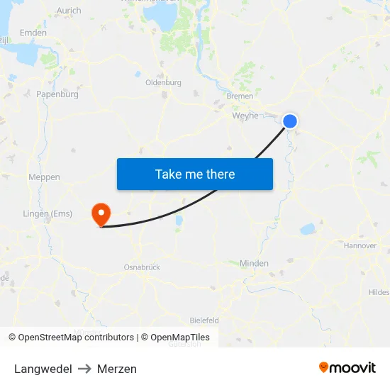 Langwedel to Merzen map
