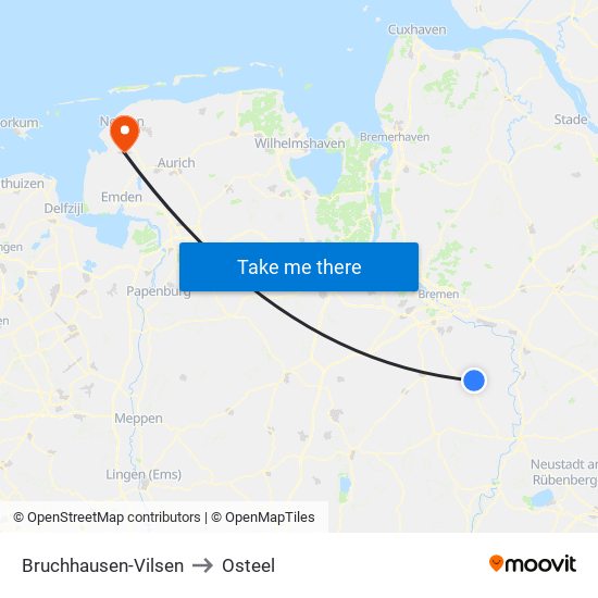 Bruchhausen-Vilsen to Osteel map