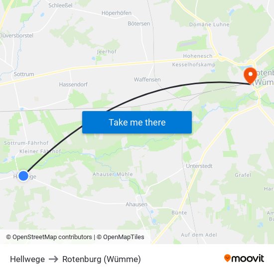 Hellwege to Rotenburg (Wümme) map