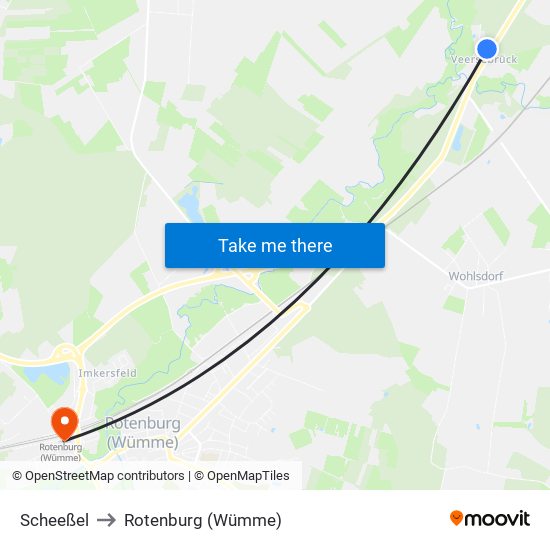 Scheeßel to Rotenburg (Wümme) map