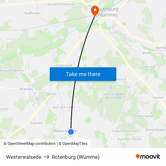 Westerwalsede to Rotenburg (Wümme) map