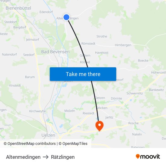 Altenmedingen to Rätzlingen map