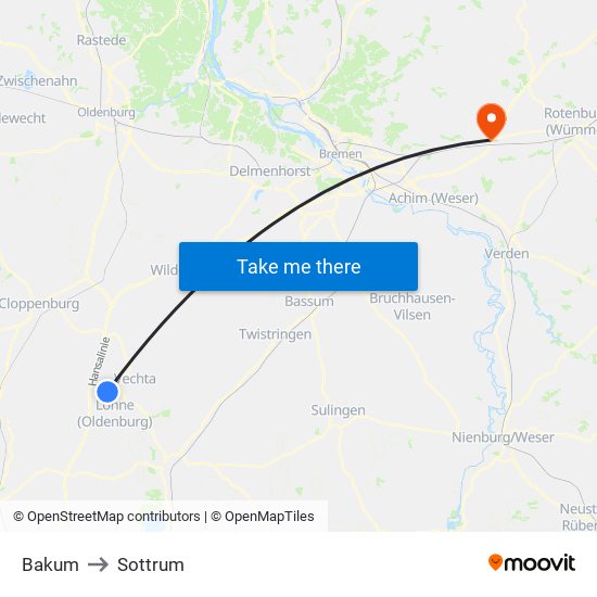 Bakum to Sottrum map