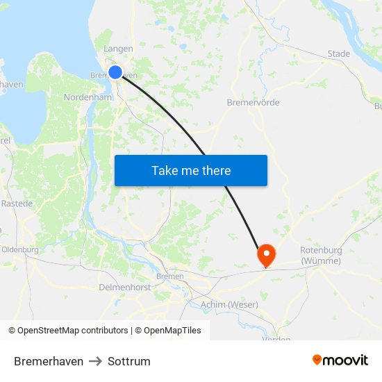 Bremerhaven to Sottrum map