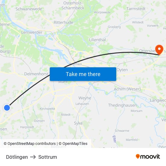 Dötlingen to Sottrum map