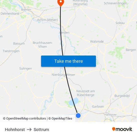 Hohnhorst to Sottrum map