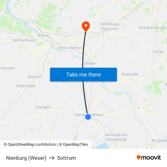 Nienburg (Weser) to Sottrum map