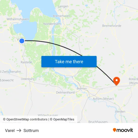 Varel to Sottrum map