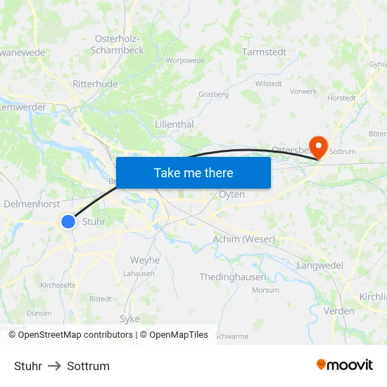 Stuhr to Sottrum map