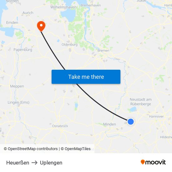 Heuerßen to Uplengen map