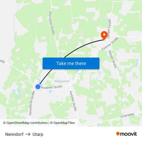 Nenndorf to Utarp map