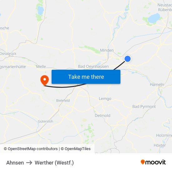 Ahnsen to Werther (Westf.) map