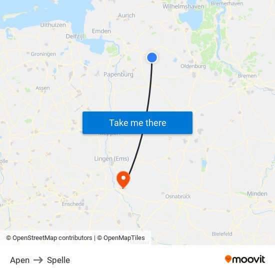 Apen to Spelle map