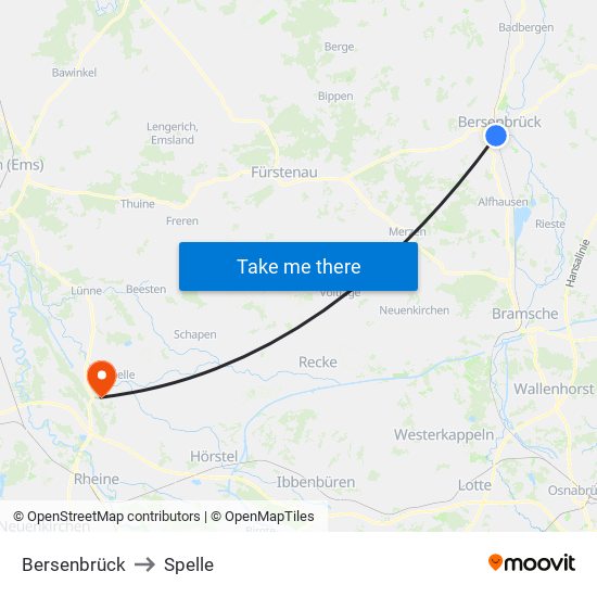 Bersenbrück to Spelle map