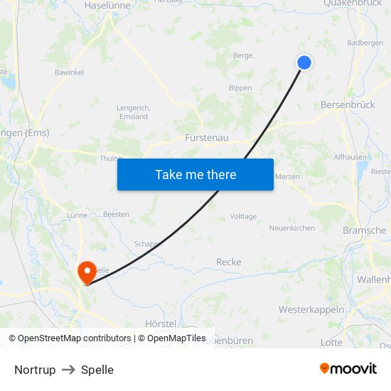 Nortrup to Spelle map