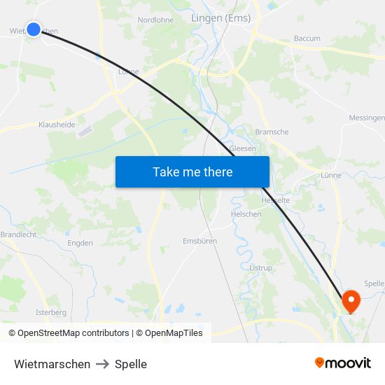 Wietmarschen to Spelle map
