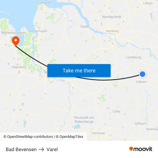 Bad Bevensen to Varel map