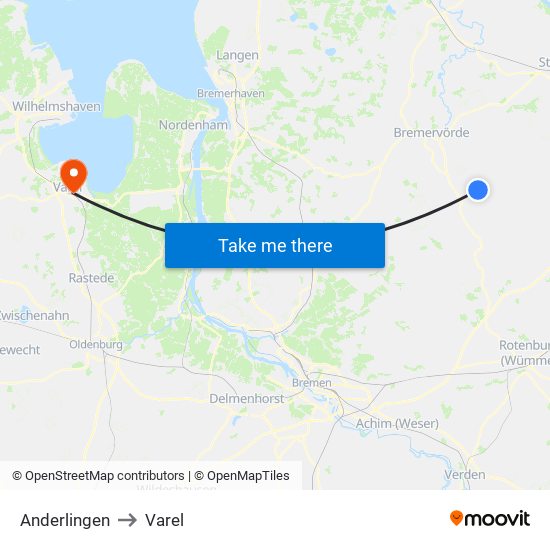 Anderlingen to Varel map