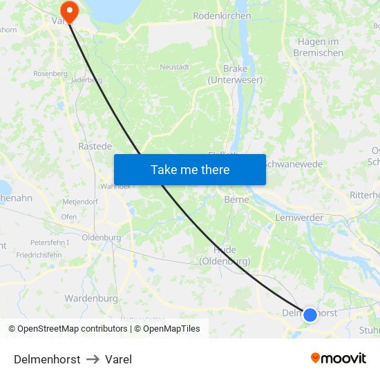 Delmenhorst to Varel map