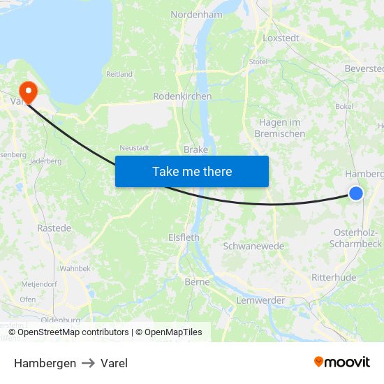 Hambergen to Varel map