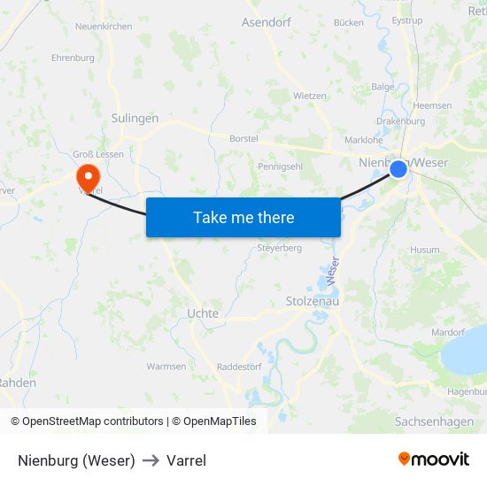 Nienburg (Weser) to Varrel map