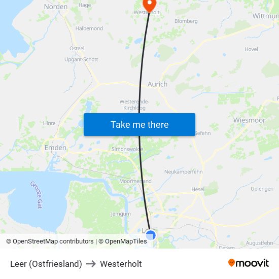 Leer (Ostfriesland) to Westerholt map