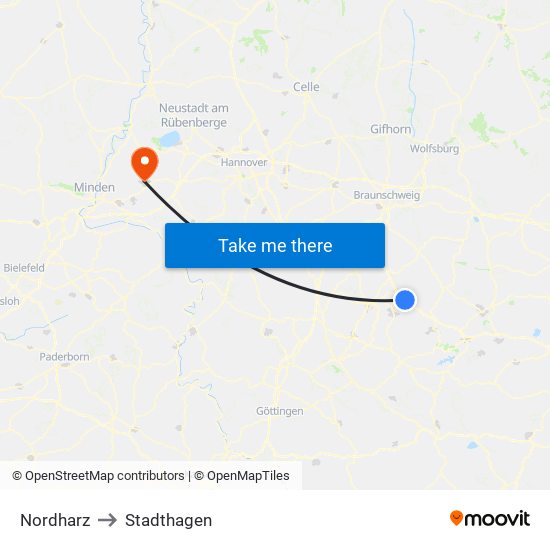 Nordharz to Stadthagen map