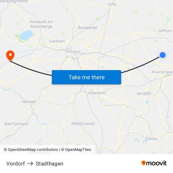 Vordorf to Stadthagen map